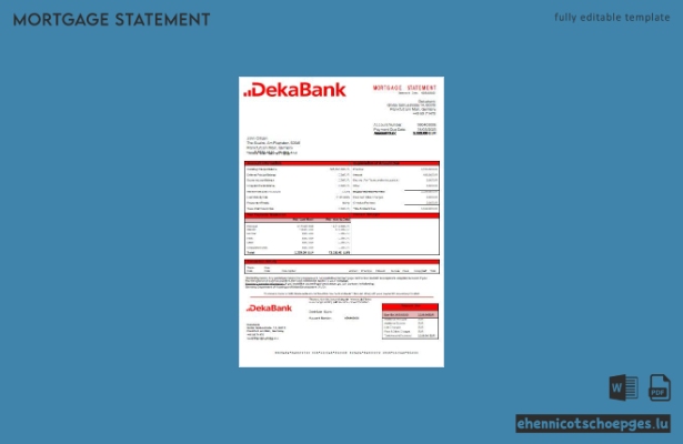 Beispiel eines Hypothekenkontoauszugs der Dekabank Deutschland